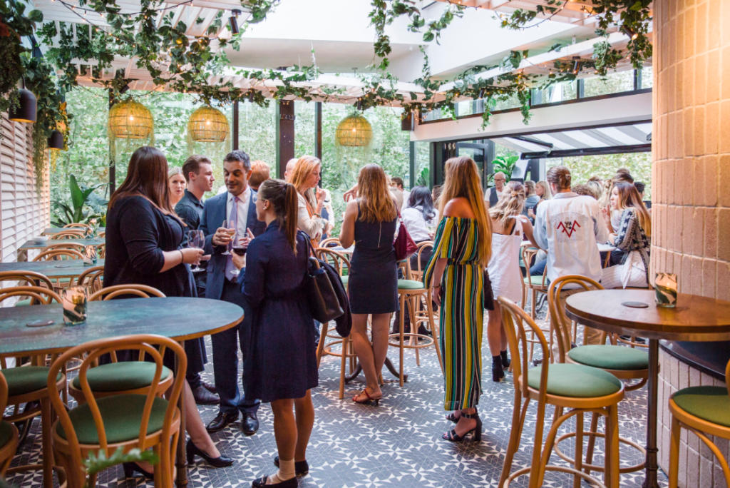 Shared spaces for events creating immersive networking and guest experiences in a flexible venue