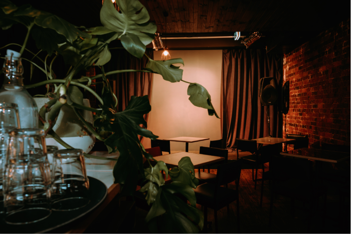 Intimate PR activation venue prepared for brand presentations and media events