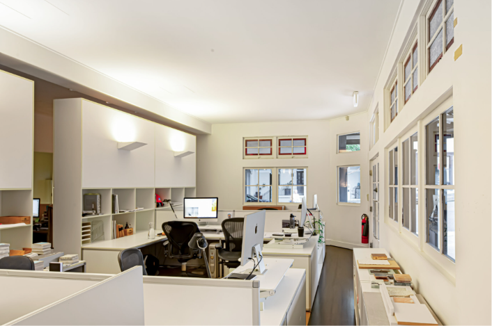 Sustainable commercial office space with natural light and energy-efficient workplace design