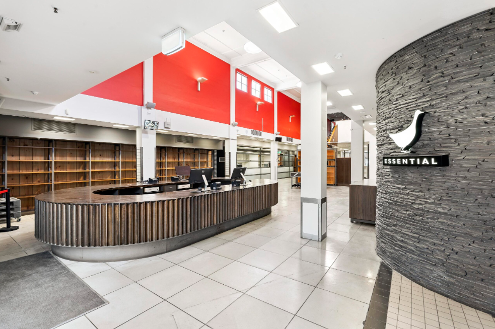 Retail interior with counter and lighting prepared for temporary trading