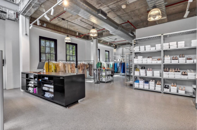 Small shop with organised retail displays and shelving