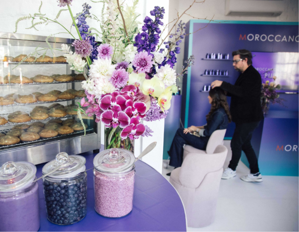 Branded product activation with a display counter and product samples